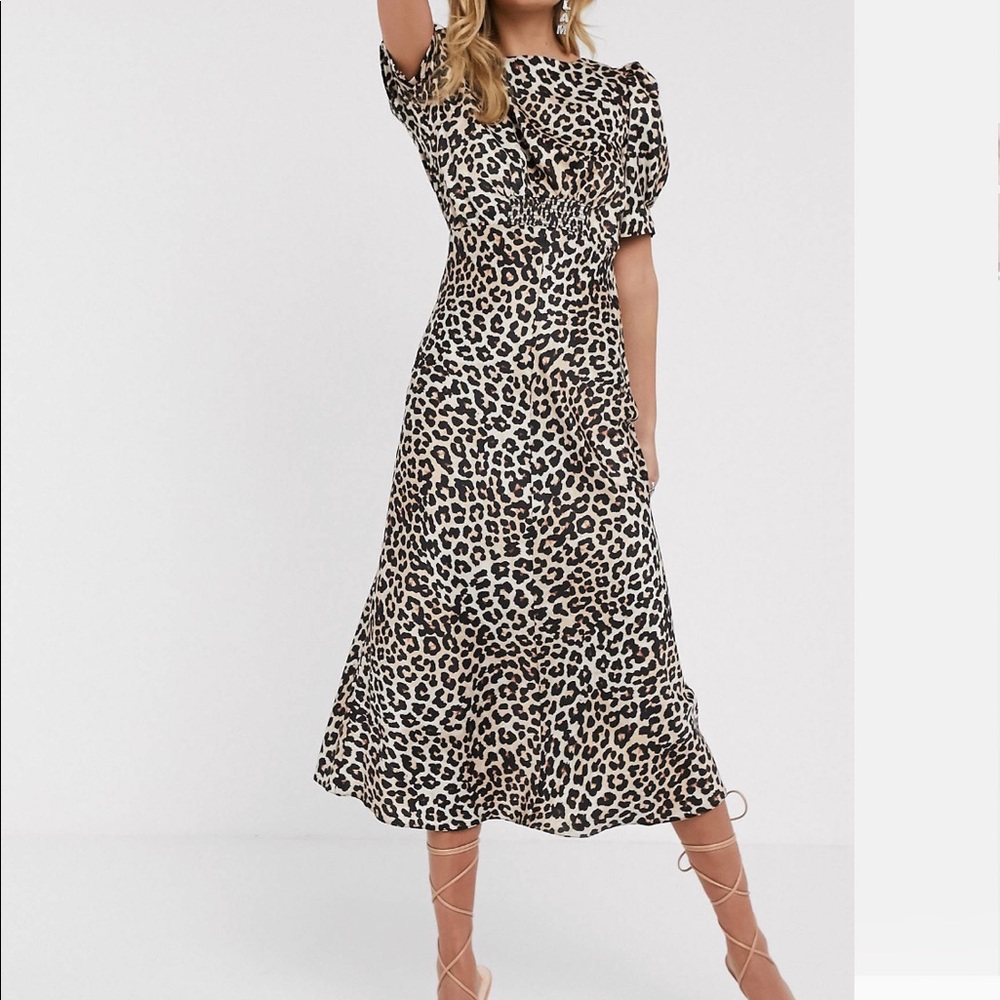 Leopard Print Midi Dress sz 8